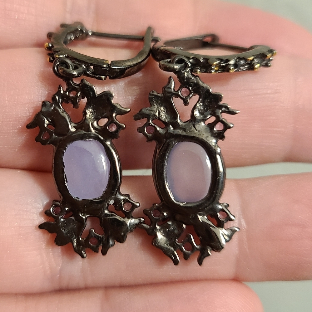 Natural chalcedony sterling artistic earrings - Picture 5 of 5